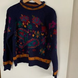 Vintage Navy Multicolor Women's Sweater
